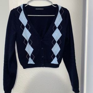 Brandy Melville Argyle cropped cardigan